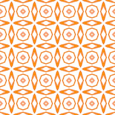 Suluboya madalyonu, kusursuz sınır. Turuncu eşsiz boho şık yaz tasarımı. Tekstil hazır harika baskı, mayo kumaş, duvar kağıdı, ambalaj. Madalyon pürüzsüz desen.