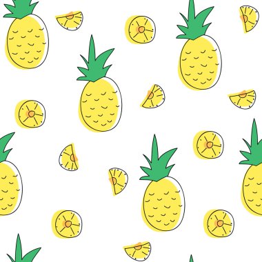 Ananaslı, pürüzsüz desen. Vektör illüstrasyonu