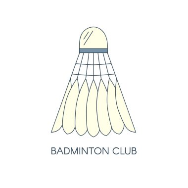 Badminton tüylü raketle simgesi. İzole. Badminton kulübü için yaratıcı logo şablonu. Doğrusal vektör çizim