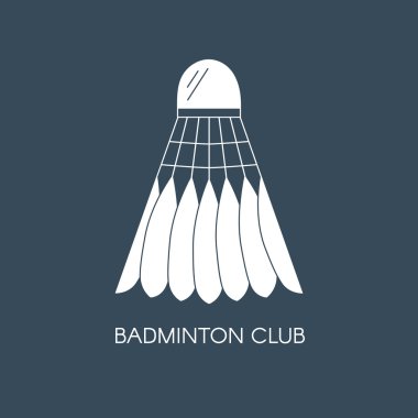 Badminton tüylü raketle simgesi. Badminton kulübü için yaratıcı logo şablonu. Doğrusal vektör çizim 
