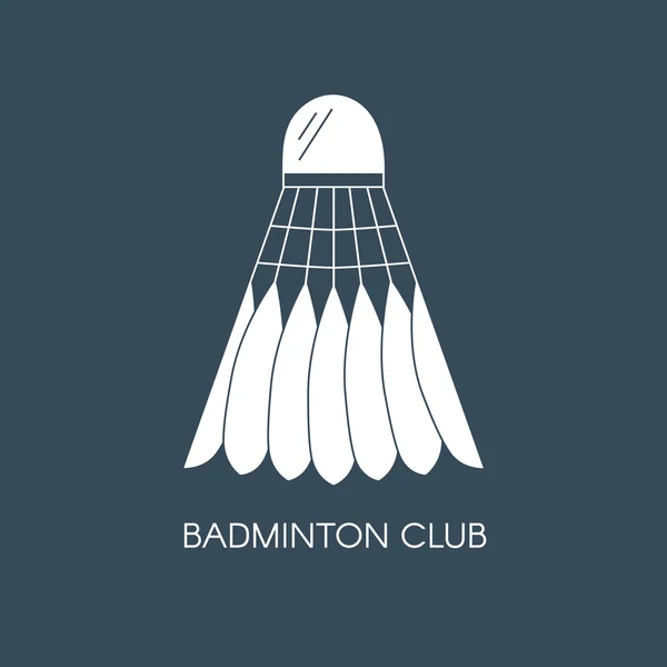 Bádminton con plumas icono de la lanzadera. Plantilla de logotipo creativo para club de bádminton. Ilustración lineal vectorial — Vector de stock