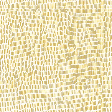 Soyut el çizimi vektör pürüzsüz desen. Düzensiz kesik çizgi dokusu. Beyaz ve sarı renklerde sanatsal illüstrasyon