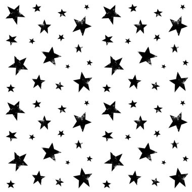 Dokulu yıldızlar arka plan, desen, duvar kağıdı. Grunge uzay yarım ton dokusu. Siyah ve beyaz galaksi yıldız kümesi. El çizimi vektör çizimi, izole edilmiş