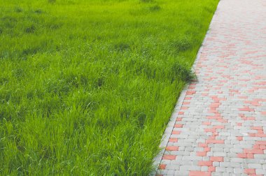 Çim ve yol soyut ya da arka plan olarak