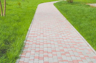 Yeşil çimenlerin üzerinde geçit