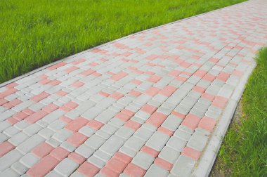 çimenli alan taş kaldırım