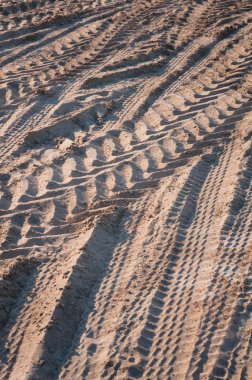 ıslak kum tekerlek izleri ile