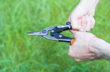 Timsah pense kesme sac metal Kırmızı saplı makası