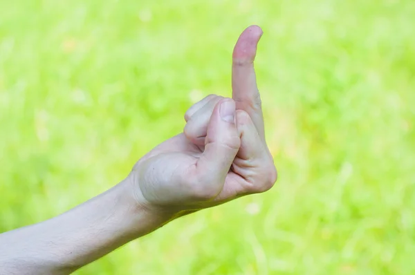 Hand with middle finger in the air — Stock Photo, Image