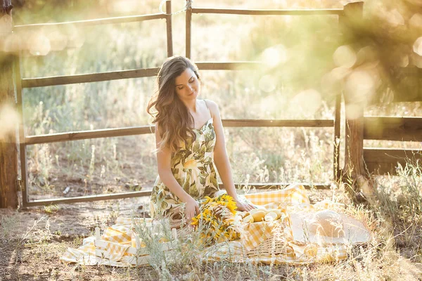 Mulher Atraente Com Limões Linda Senhora Livre — Fotografia de Stock