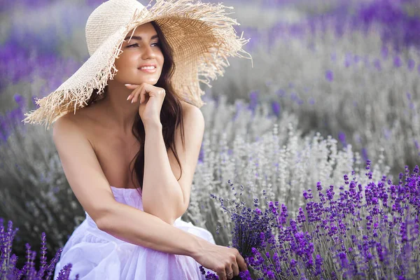 Beautiful Young Woman Lavender Field Aroma Concept Attractive Young Female Royalty Free Stock Photos