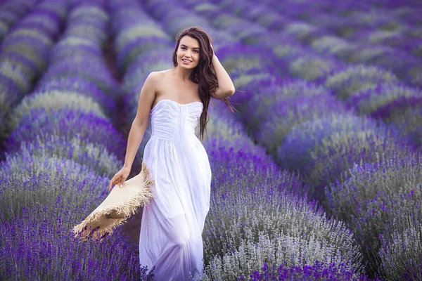 Beautiful Young Woman Lavender Field Aroma Concept Attractive Young Female Royalty Free Stock Photos