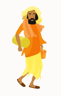 Turuncu Hindistan Yogi adam. vektör çizim