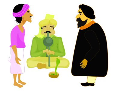 Hindistan erkek çapkın vektör çizim ayarla.