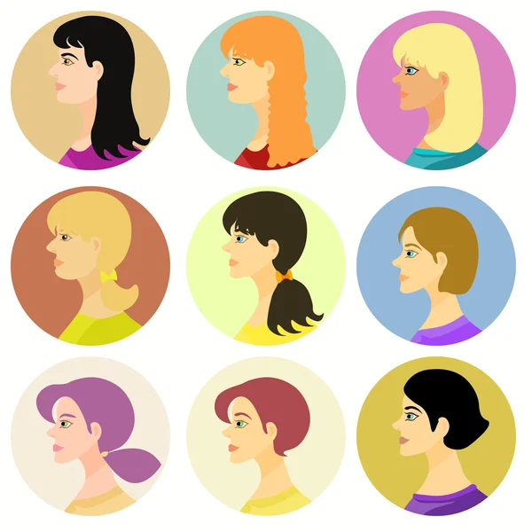 Mujeres, girlavatar en un color. ilustración vectorial — Vector de stock