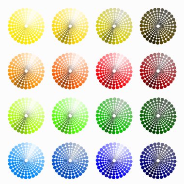 dairesel renkli sarı, turuncu vektör çizim bir dizi