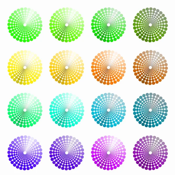 dairesel renkli yeşil, sarı vektör çizim bir dizi