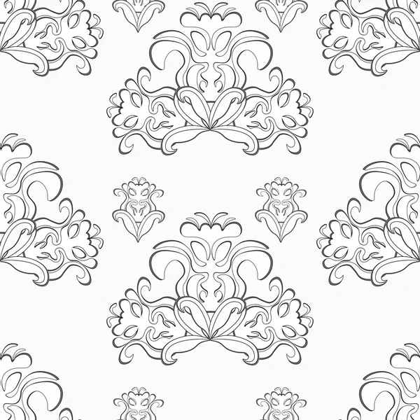 Patrón floral negro y blanco sin costuras. ilustración vectorial — Vector de stock