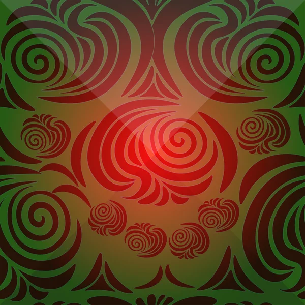 Motif floral avec un bord rouge et vert. illustration vectorielle — Image vectorielle