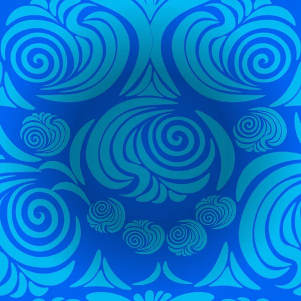Стилизованный цветочный узор бесшовная голубая графика с тенью. vect — стоковый вектор