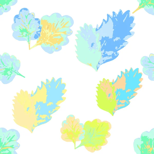 Seamless pattern with leaves yellow on white. vector illustratio — Stock Vector