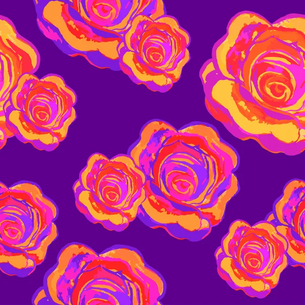 Rose motif sans couture sur fond violet. illustration vectorielle — Image vectorielle