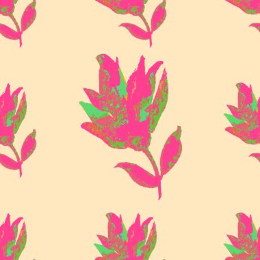 pembe bir arka plan üzerinde sorunsuz çiçek desen fantezisi. hasta vektör