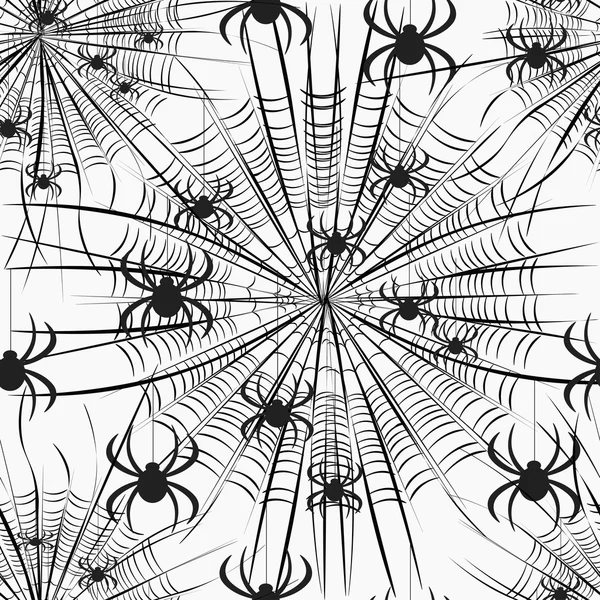 パターン web 上のシームレスなクモ。ベクトル図 — ストックベクタ