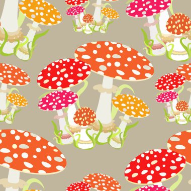 sinek agaric, Sinek mantarı ile Seamless modeli. vektör illus