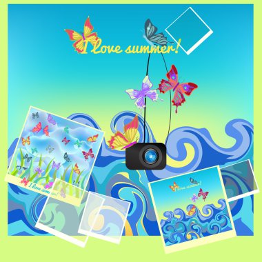 denizin üzerinde yaz aylarında kelebek. vektör çizim