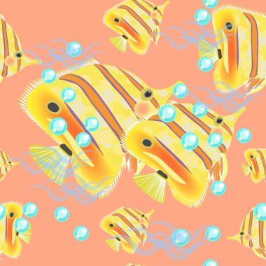 pembe bir arka plan üzerinde butterflyfish seamless modeli. vektör illust