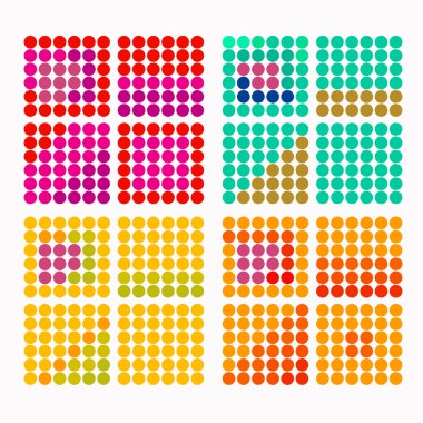 renkli daireler ile sıcak renkler kümesi. vektör çizim