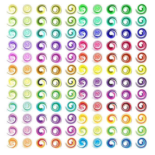 Set di icone astratte colorate. Illustrazione dinamica del flusso. Colonna vorticosa — Vettoriale Stock