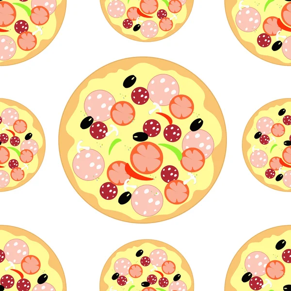 Establecer una rebanada de pizza patrón sin costuras. ilustración vectorial — Archivo Imágenes Vectoriales