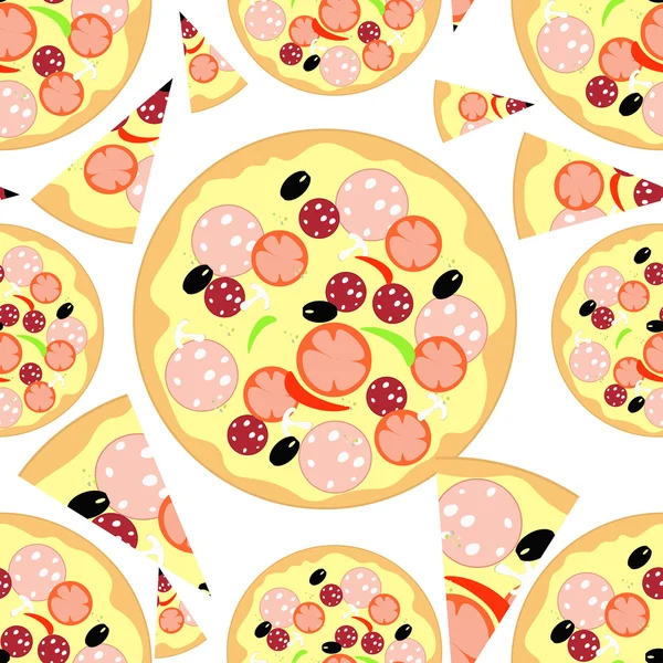 Set Stück Pizza nahtlose Muster. Vektorillustration — Stockvektor