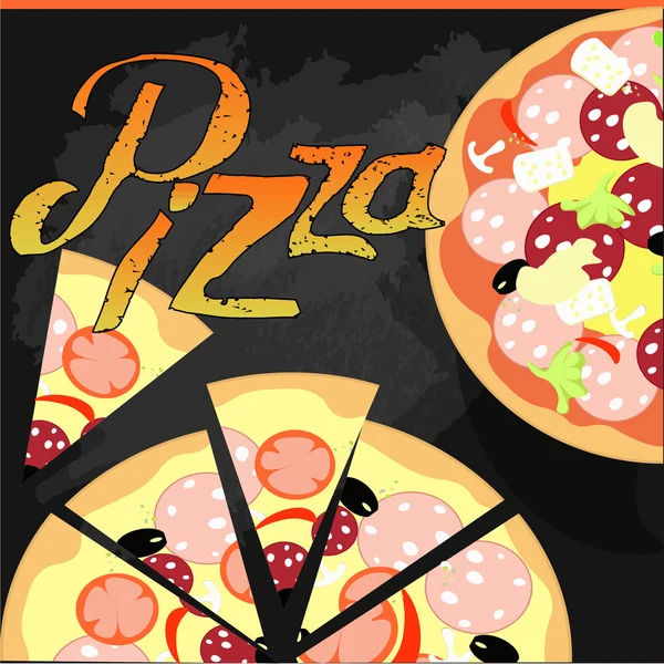 Pizza para fondo de pizarra negra. ilustración vectorial — Archivo Imágenes Vectoriales