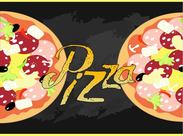 Pizza em um fundo de tabuleiro de giz. ilustração vetorial — Vetor de Stock