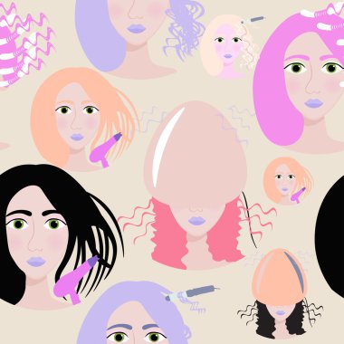 Kızlar Güzellik Salonu ve Kuaför salonu için seamless modeli. vektör 