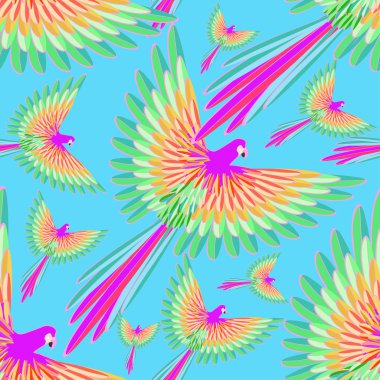 bir arka plan üzerinde uçan Karayip papağan seamless modeli 