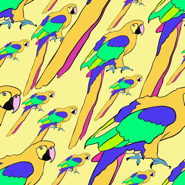 골드의 완벽 한 패턴 카리브해 앉아있는 앵무새. il 벡터 — 스톡 벡터