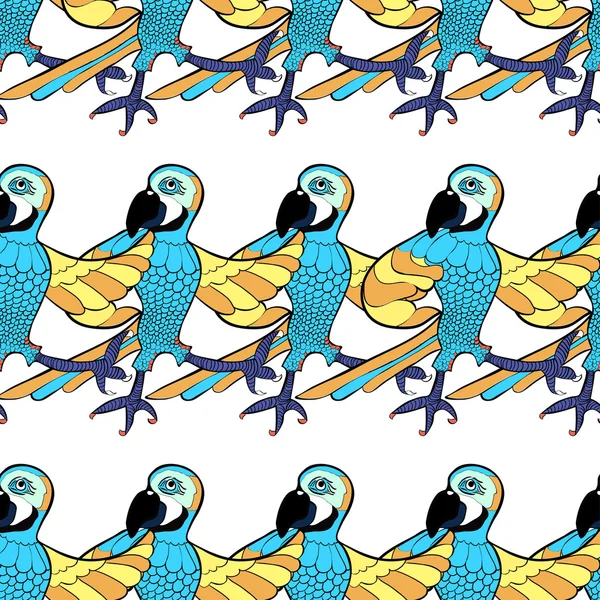 Απρόσκοπτη μοτίβο με μπλε χορό χαρούμενο Καραϊβικής παπαγάλος. ve — Διανυσματικό Αρχείο