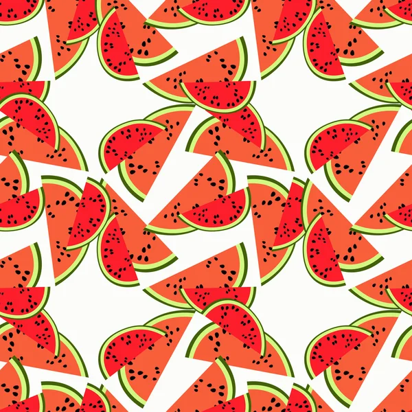 Nahtlose Muster ein Stück Wassermelone chaotisch. Vektorillustration — Stockvektor