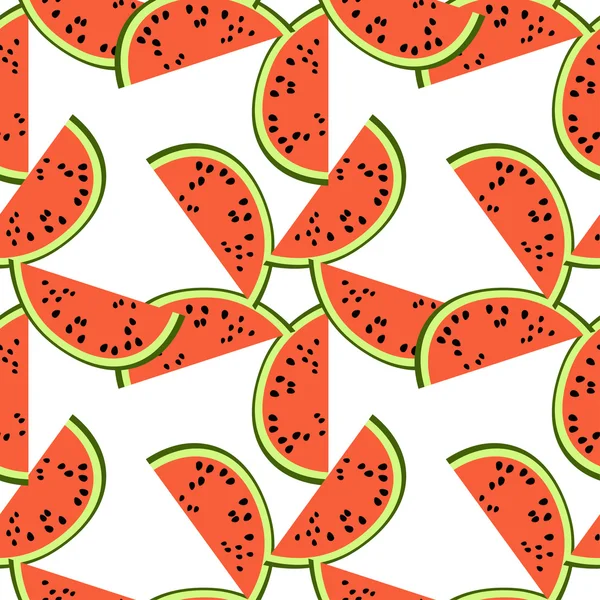 Seamless pattern with a slice of watermelon against white backgr — Stock Vector