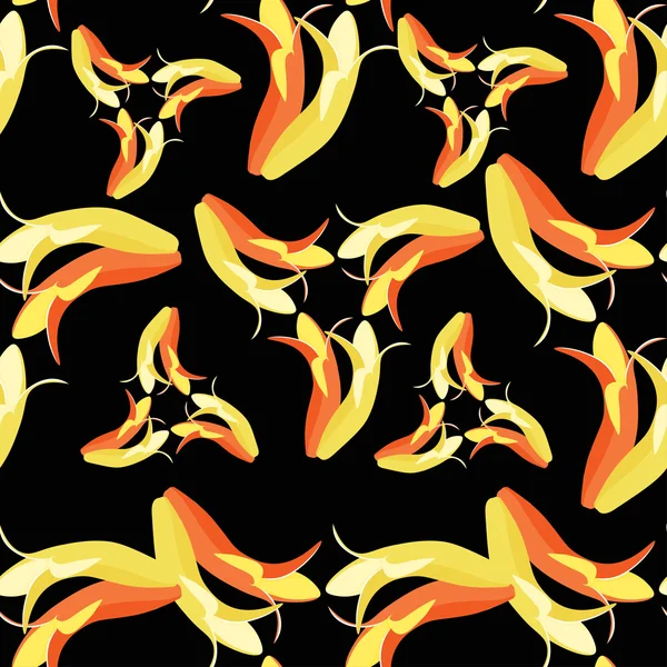 Χωρίς ραφή πρότυπο με ένα ζευγάρι των μπανανών σε μαύρο φόντο. — Διανυσματικό Αρχείο