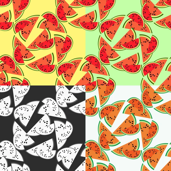 Set of seamless pattern with a piece of watermelon yellow. vecto — Stock Vector