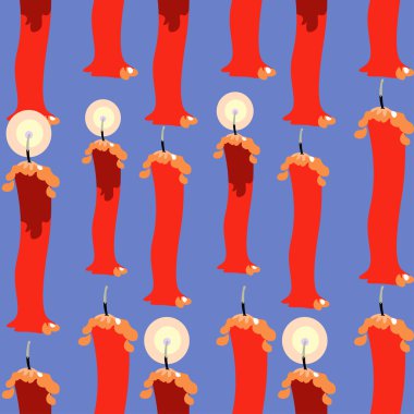 mavi bir arka plan üzerinde cadılar bayramı mumlar için sorunsuz desen. Vec