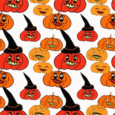 cadılar bayramı cadı şapka kabak için sorunsuz desen. vektör illustr