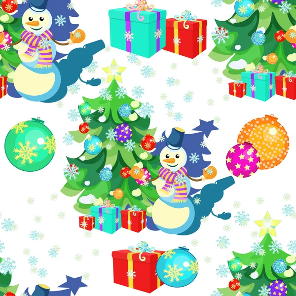 Patrón sin costuras con decoraciones de Navidad, árbol de Navidad, gif — Vector de stock