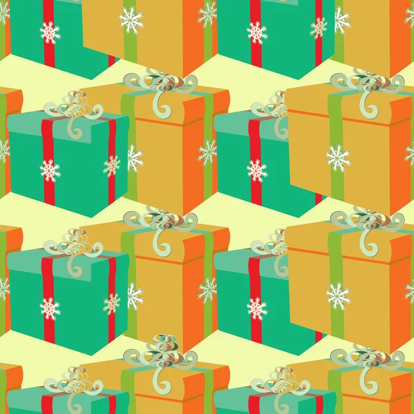 Patrón sin costuras con regalos de Navidad. ilustración vectorial — Vector de stock