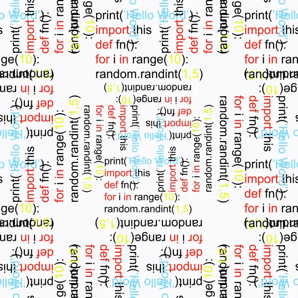 Seamless mönster en python programmering kod på en vit bakgrund Stockillustration